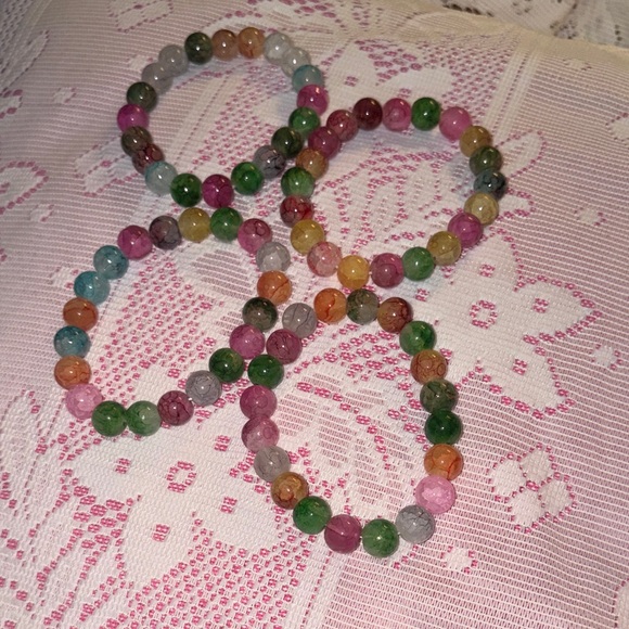 Gumball Multicolor 10 mm Glass Beaded Bracelet NEW - Picture 2 of 4